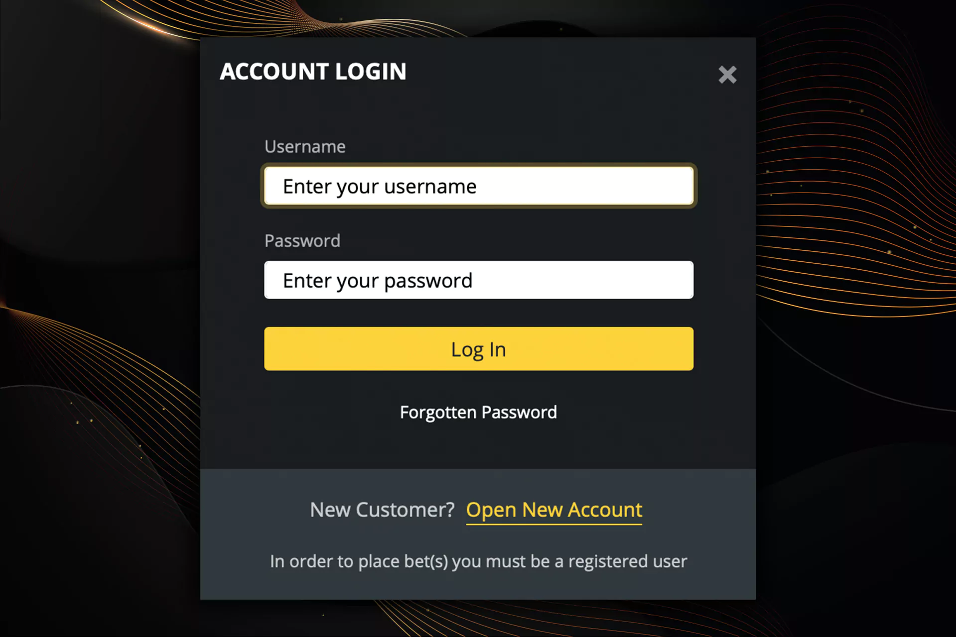 Use your email and password to log in to Bet O Bet.