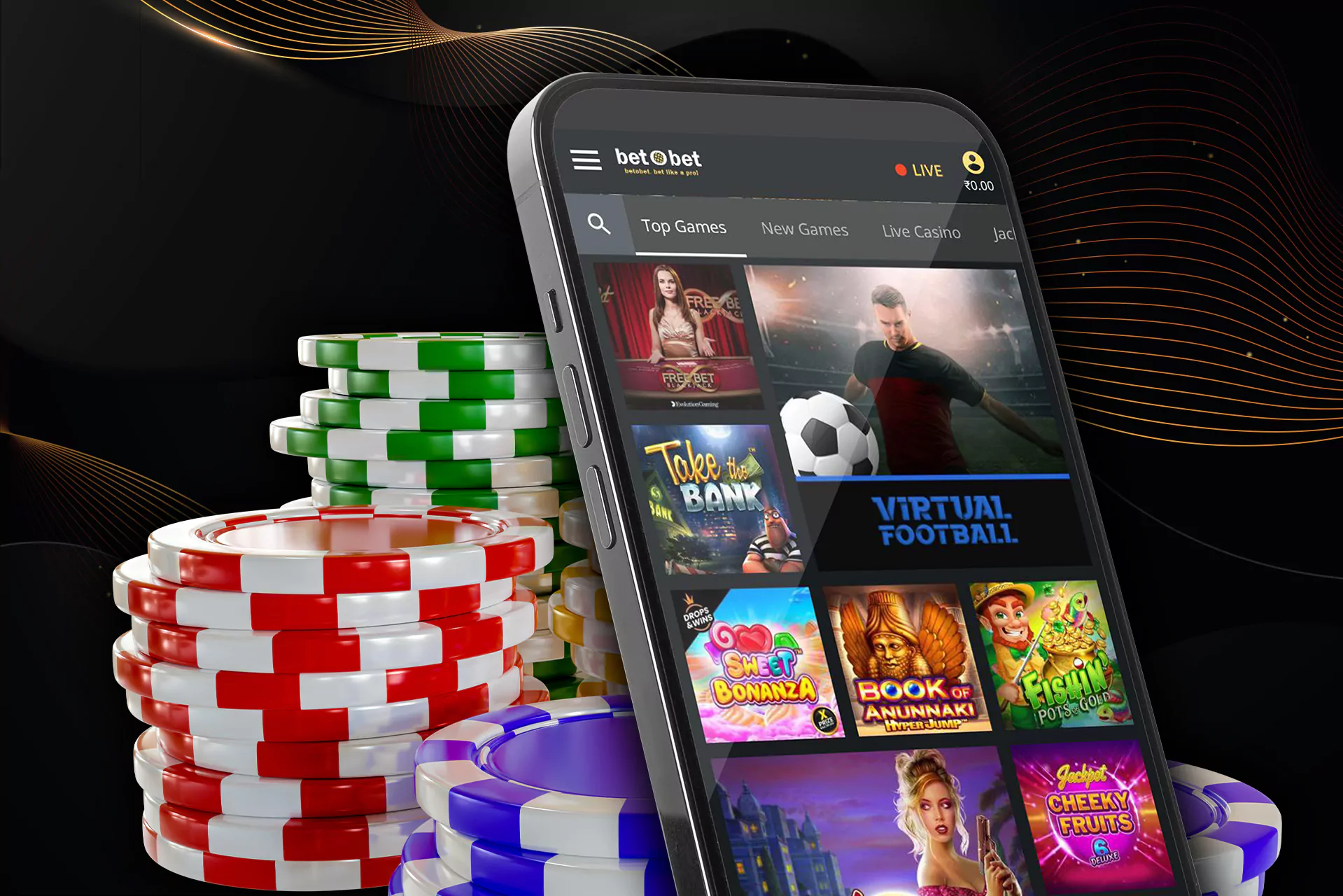 Play poker games and lotteries in the mobile app.