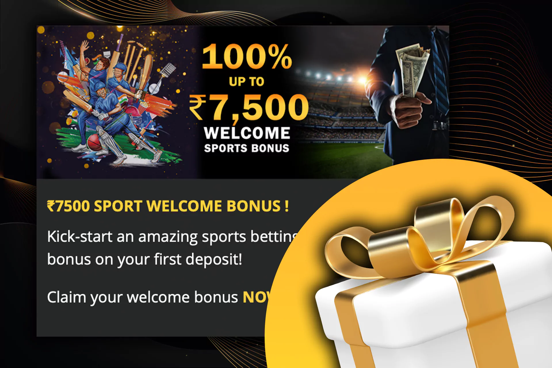 Get a 100% bonus for the first deposit.